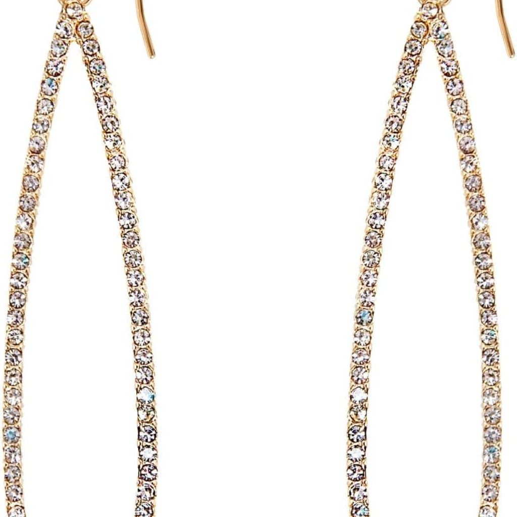 Simulated Diamond Teardrop Dangle Earrings For Women - Cubic Zirconia Crystal Lo